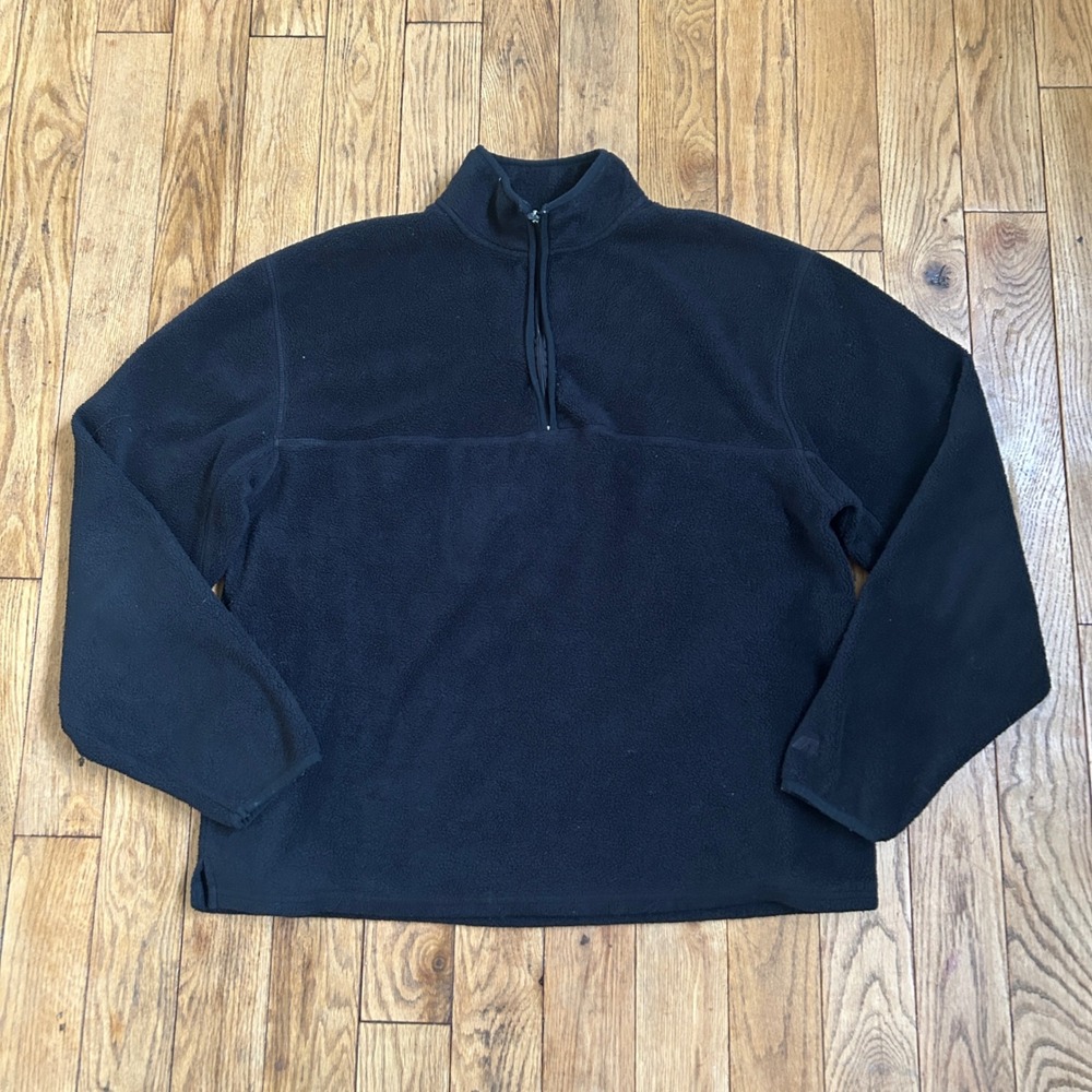 Vintage Russell Athletic Mens Black Fleece Quarter Zip Pullover Therma-POWER L